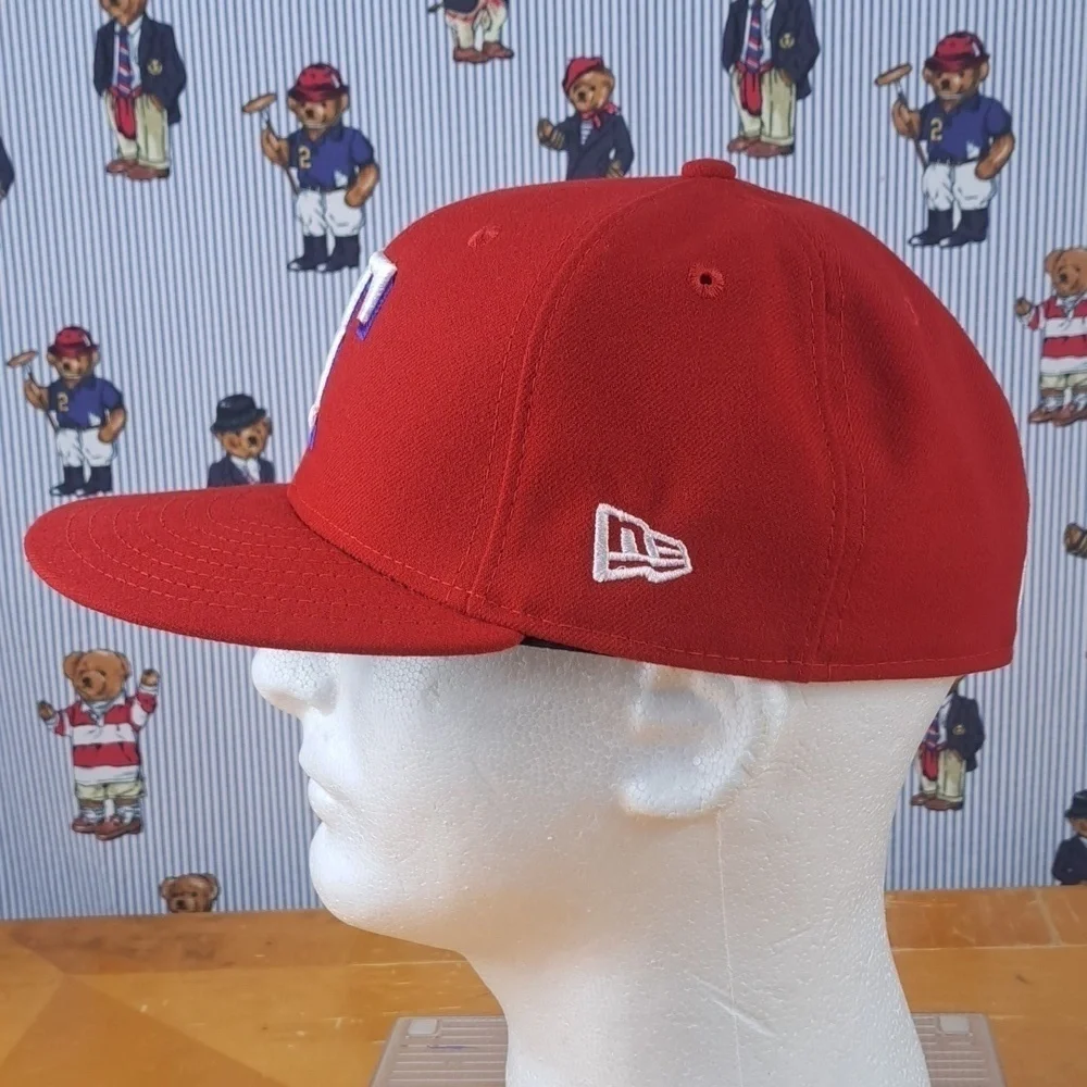 Texas Rangers MLB coach issued Tim Hyers red & white fitted 7 1/4 baseball hat